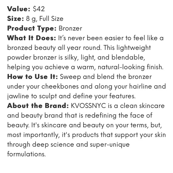 New K Voss NYC Bronzer Powder in “Chelsea” - Picture 2 of 2